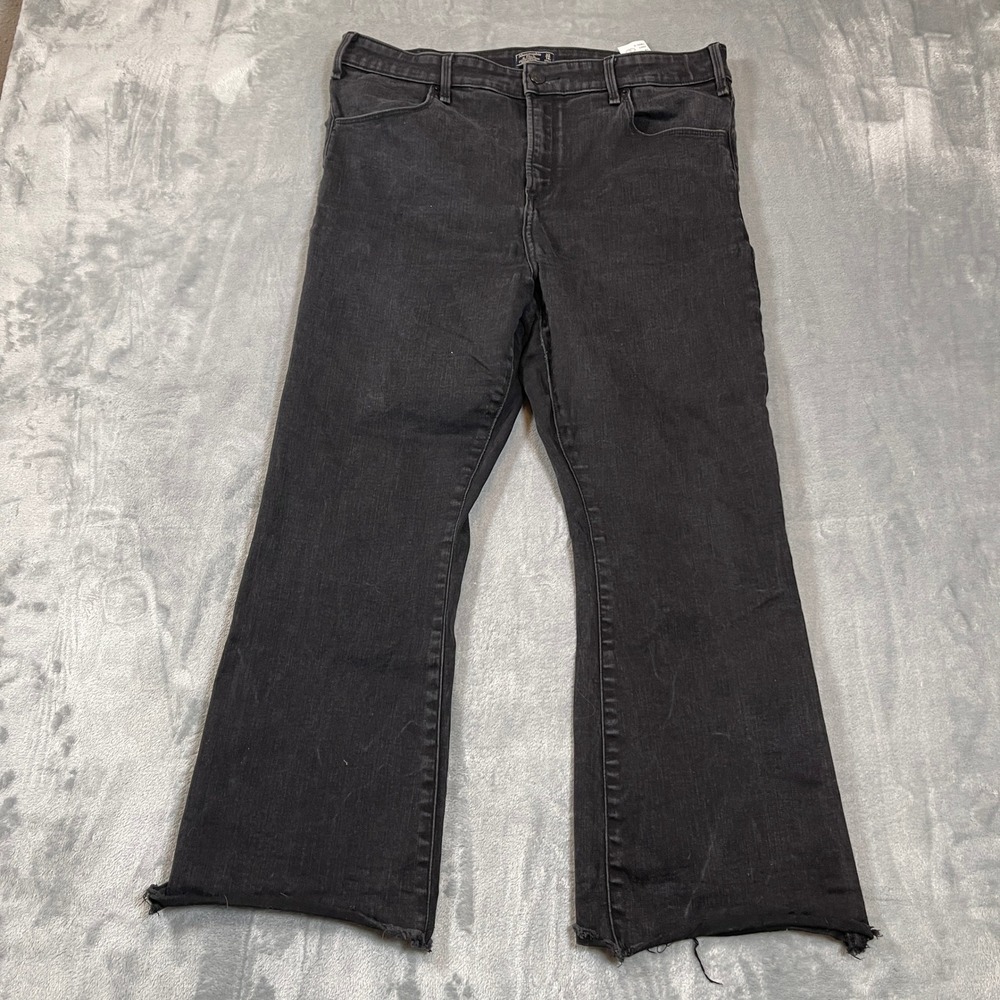 Abercrombie & Fitch Jeans 32 14S Simone High Rise Ankle Flare Black Raw Hem